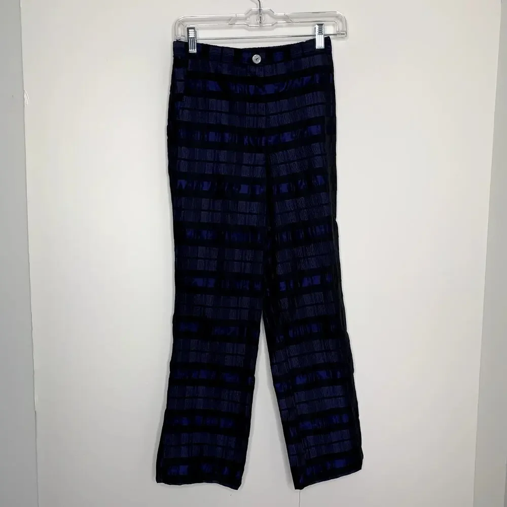 Ciao Lucia Pietro Woven Taffeta Pant Sapphire Womens Blue Size Small Made in La - Picture 2 of 13